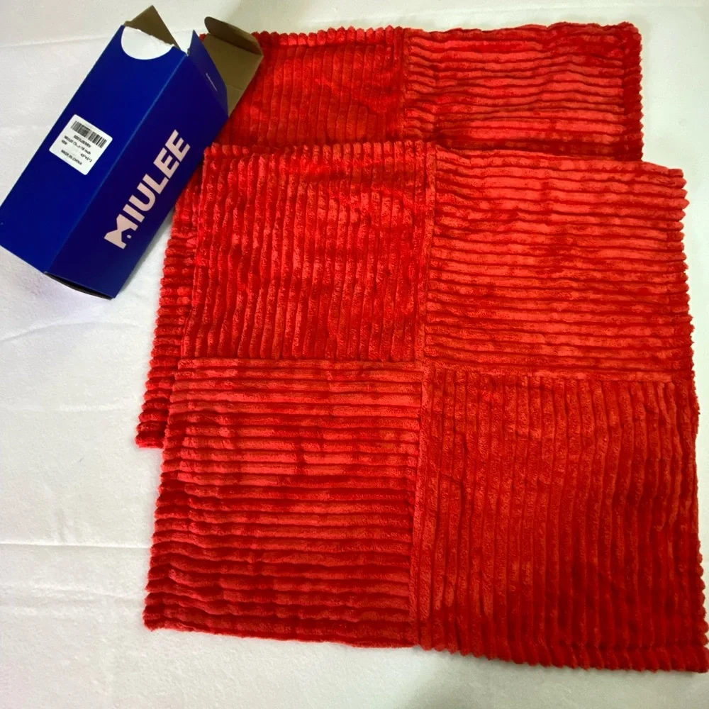 NIB Red Accent Pillow Covers for Stylish Home Decor 2pk 18 inches Soft Corduroy